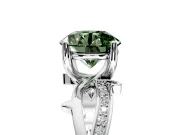 Solitaire Engagement Ring Setting for Fancy Green Round Cut Center with Pave and Plain Crossover Band and Prong Head in Sterling Silver