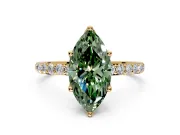 Solitaire Engagement Ring Setting for Fancy Green Marquise Center with Fine Pave Accents and Prong Head in Yellow Gold