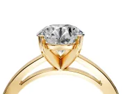 Solitaire Engagement Ring Setting for Round Cut Center with Basket Rail and Prong Head in Yellow Gold