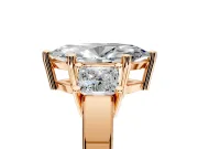 3 Stone Engagement Ring Setting for Marquise Center with Matching Side Accents and Prong Head in Rose Gold