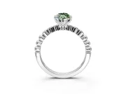 Solitaire Engagement Ring Setting for Fancy Green Marquise Center with Bezel-Dot Beaded Band and Prong Head in Sterling Silver