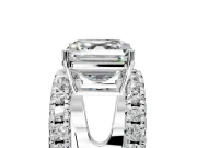 Solitaire Engagement Ring Setting for Asscher Cut Center with Wide-Open Split Shank and Prong Head in White Gold