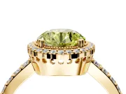 Halo Engagement Ring Setting for Fancy Yellow Round Cut Center with Inner Milgrain Border and Prong Head in Yellow Gold