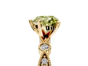 Solitaire Engagement Ring Setting for Fancy Yellow Heart-Shaped Center with Milgrain Bezel Accents and Prong Head in Yellow Gold
