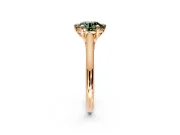 Solitaire Engagement Ring Setting for Fancy Green Round Cut Center with Cathedral Band and Prong Head in Rose Gold
