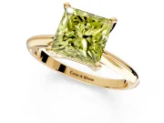 Solitaire Engagement Ring Setting for Fancy Yellow Princess Cut Center with Knife Ridge Band and Claw Prong Head in Yellow Gold