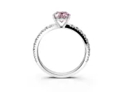 Solitaire Engagement Ring Setting for Fancy Pink Oval Center with Large Accent Band and Prong Head in White Gold