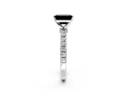 Open Basket Engagement Ring Setting for Fancy Black Emerald Cut Center with Pave Band and Prong Head in Platinum