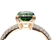 Solitaire Engagement Ring Setting for Fancy Green Radiant Cut Center with Multi-Row Pave Accents and Basket Head in Rose Gold