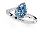 Solitaire Engagement Ring Setting for Fancy Blue Pear-Shaped Center with Plain Bypass Twist Band and Prong Head in White Gold