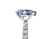Solitaire Engagement Ring Setting for Fancy Blue Pear-Shaped Center with Micro Pave Band and Prong Head in Platinum