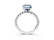 Solitaire Engagement Ring Setting for Fancy Blue Asscher Cut Center with Alternating Size Accents and Prong Head in Platinum