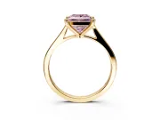 Solitaire Engagement Ring Setting for Fancy Pink Princess Cut Center with Tapered Shoulders and Prong Head in Yellow Gold