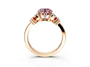 Floral Engagement Ring Setting for Fancy Pink Round Cut Center with Marquise Cluster Shoulders and Prong Head in Rose Gold