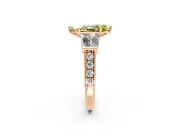 Channel-Set Engagement Ring Setting for Fancy Yellow Marquise Center with Baguette Band and Prong Head in Rose Gold
