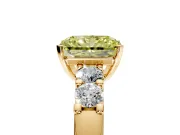5 Stone Engagement Ring Setting for Fancy Yellow Radiant Cut Center with Plain Band and Prong Head in Yellow Gold