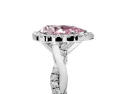 Halo Engagement Ring Setting for Fancy Pink Pear-Shaped Center with Pave and Plain Twist Band and Prong Head in Sterling Silver