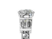 Channel-Set Engagement Ring Setting for Round Cut Center with Baguette Band and Prong Head in Sterling Silver