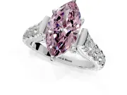 Solitaire Engagement Ring Setting for Fancy Pink Marquise Center with Pave Cathedral Shoulders and Prong Head in Platinum