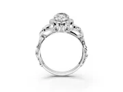 Halo Engagement Ring Setting for Marquise Center with Open Scroll Shoulders and Prong Head in Sterling Silver