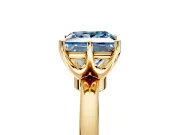 Solitaire Engagement Ring Setting for Fancy Blue Princess Cut Center with Plain Band and Tulip Prong Head in Yellow Gold