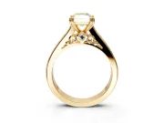 Solitaire Engagement Ring Setting for Fancy Yellow Radiant Cut Center with Channel Band and Double Claw Prong Head in Yellow Gold
