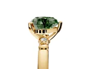 Solitaire Engagement Ring Setting for Fancy Green Heart-Shaped Center with Beaded Shoulders and Prong Head in Yellow Gold