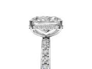 Hidden Halo Engagement Ring Setting for Radiant Cut Center with Pave Band and Prong Head in Sterling Silver
