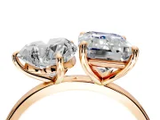 Heart-Shaped and Emerald Cut Lab-Grown Diamond Toi et Moi Engagement Ring with Prong-Set Stones in Rose Gold