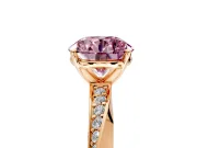 Side Accent Engagement Ring Setting for Fancy Pink Round Cut Center with Accent Shoulders and Prong Head in Rose Gold