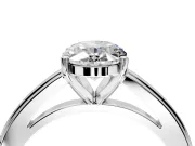 Solitaire Engagement Ring Setting for Oval Center with Flat-Sided Plain Band and Prong Head in Platinum