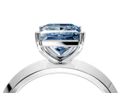 Solitaire Engagement Ring Setting for Fancy Blue Princess Cut Center with Wide Knife Ridge Band and Prong Head in Platinum