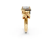 Halo Engagement Ring Setting for Princess Cut Center with Floral Band and Prong Head in Yellow Gold