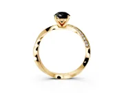 Side Accent Engagement Ring Setting for Fancy Black Pear-Shaped Center with Accent Shoulders and Prong Head in Yellow Gold