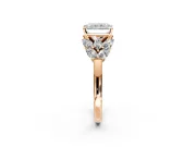 Leaf Cluster Engagement Ring Setting for Radiant Cut Center with Marquise Accents and Prong Head in Rose Gold