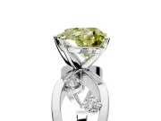 Solitaire Engagement Ring Setting for Fancy Yellow Heart-Shaped Center with Criss-Cross Accent Band and Prong Head in Platinum