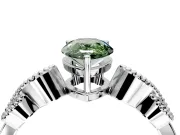 Leaf Engagement Ring Setting for Fancy Green Pear-Shaped Center with Milgrain Accent Band and Prong Head in White Gold