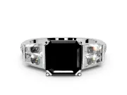 Channel-Set Engagement Ring Setting for Fancy Black Asscher Cut Center with Baguette Band and Prong Head in Platinum