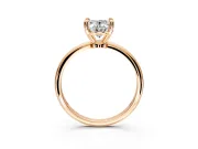 Minimalist Solitaire Engagement Ring Setting for Oval Center with Thin Band and Prong Head in Rose Gold