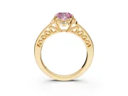 Floral Engagement Ring Setting for Fancy Pink Cushion Cut Center with Four Accent Clusters and Prong Head in Yellow Gold