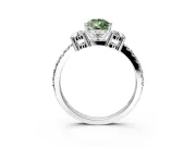 3 Stone Engagement Ring Setting for Fancy Green Pear-Shaped Center with Round Cut Side Accents and Prong Head in Platinum