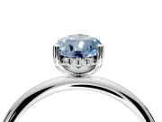 Hidden Halo Engagement Ring Setting for Fancy Blue Pear-Shaped Center with Thin Round-Wire Band and Prong Head in Platinum