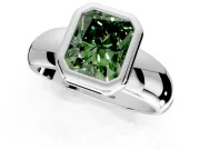 Solitaire Engagement Ring Setting for Fancy Green Radiant Cut Center with Wide Band and Bezel Head in Platinum