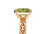 Solitaire Engagement Ring Setting for Fancy Yellow Emerald Cut Center with Scrollwork Band and Prong Head in Rose Gold