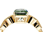 Leaf Engagement Ring Setting for Fancy Green Princess Cut Center with Milgrain Accent Band and Prong Head in Yellow Gold