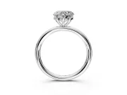 Low-Set Solitaire Engagement Ring Setting for Heart-Shaped Center with Thin Plain Band and Prong Head in White Gold