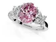 Floral Engagement Ring Setting for Fancy Pink Oval Center with Marquise Cluster Shoulders and Prong Head in Sterling Silver