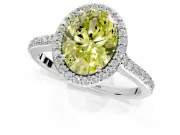 Halo Engagement Ring Setting for Fancy Yellow Oval Center with Pave Accents, Heart Basket and Prong Head in Platinum