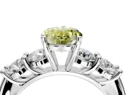 5 Stone Engagement Ring Setting for Fancy Yellow Oval Center with Graduated Accents and Prong Head in Platinum