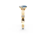 Solitaire Engagement Ring Setting for Fancy Blue Oval Center with Carved Leaf Shoulders and Prong Head in Yellow Gold